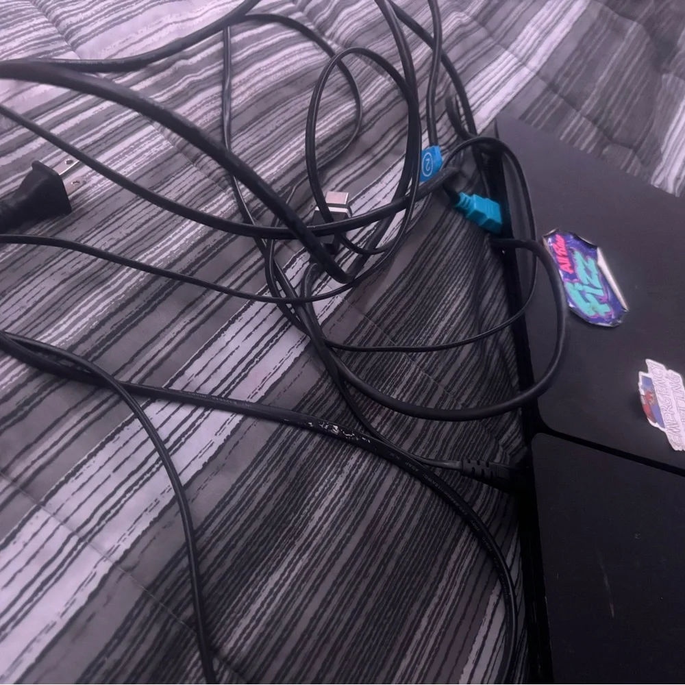 Black Gaming Console with Cables